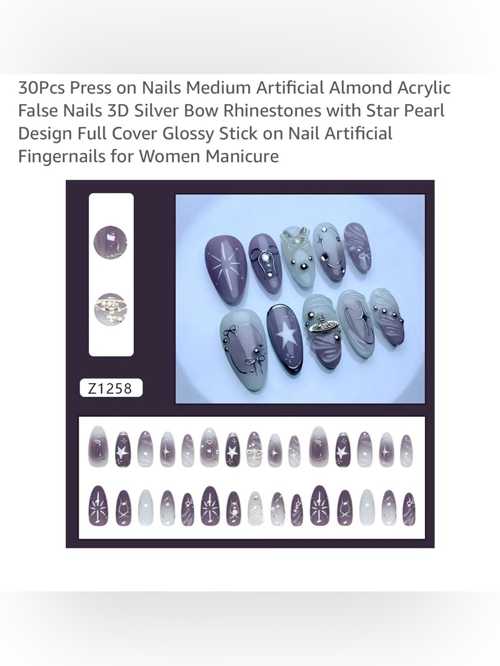 press on nails medium artificial almond acrylic false nails 3D 30 pcs
